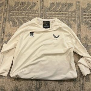 REISS x Castore White Long Sleeve Training Top | Performance Gym Shirt | Size S